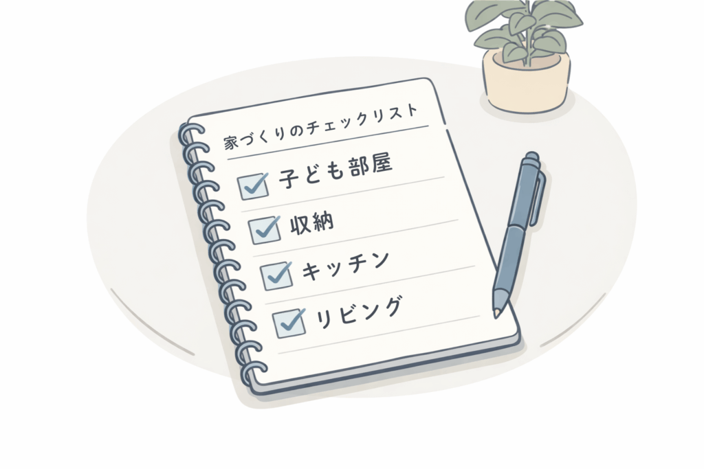 家づくりの目標をリスト化するチェックリストのイラスト